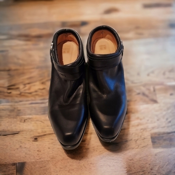 Frye Katie Heel Leather Cowgirl Western Black Ankle Booties boots sz 10M - Picture 2 of 14
